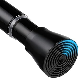 Spring Tension Curtain Rod 28 To 48 Inch Adjustable Expandable Black Tension Rod 7/8" Shower Curtain Rods No Drilling Spring Loaded Curtain Rod for Windows Bathroom Closet Kitchen Bedroom Doorway Door