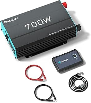 Renogy 700W Pure Sine Wave Inverter 12V DC to 120V AC Converter for Home, RV, Truck, Off-Grid Solar Power Inverter 12V to 110V with Built-in 5V/2.1A USB Port, AC Hardwire Port, Remote Controller
