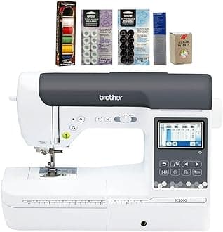 SE2000 Computerized Sewing and Embroidery Machine (SE2000 + Pacesetter 6pc Bundle) 6-Piece Thread Set, 20 Bobbins, 100-Piece 75/11 Embroidery Needles, Stabilizer Roll