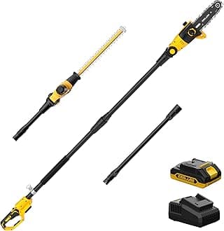 Cordless Pole Saw, Telescoping Electric Pole Chain Saw Auto Oiling, 2.0Ah Battery,Multi-Angle Pole Chainsaw for Branch Cutting & Tree Trimming (15ft 2-in-1 Cordless Pole Saw)