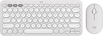 Logitech Pebble 2 Combo, Wireless Keyboard and Mouse, Quiet and Portable, Customisable, Logi Bolt, Bluetooth, Easy-Switch for Windows, macOS, iPadOS, Chrome - Tonal White