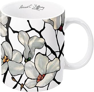 Tiffany Magnolia Large Porcelain Fine Art Coffee and Tea Mug for Home and Office, 11 Oz, Dishwasher and Microwave Safe