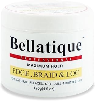 Bellatique Professional Edge, Braid & Loc Maximum Hold Edge Control (110g) for Natural, Relaxed, Dry, Dull and Brittle Hair, No Flaking, No Bleach, Fast