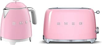 Smeg 50’s Style Retro Range Breakfast Set, 0.8L 1400W Mini Kettle and Multi-Functional Control 2-Slice 950W Toaster, Pastel Pink, KLF05PKUK/ TSF01PKUK