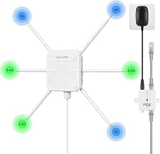 WAVLINK AX3000 WiFi 6 Outdoor WiFi Extender with PoE, 2026 New Model Dual Band 2.4G+5G Long Range Outdoor Wireless Access Point, 6x7dBi High-gain Antennas, IP67 Weatherproof, Work with Starlink
