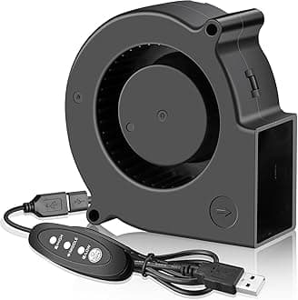 75mm X 30mm USB Blower Fan with 3 Speeds Control, 5V Powered DC Brushless Turbine Turbo Cooling Fan