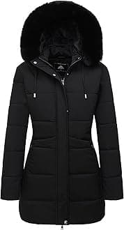 MOERDENG Women's Winter Puffer Coat Thicken Fleece Lined Down Jacket Waterproof Faux Fur Detachable Hooded Parka