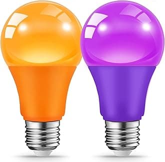 Orange Purple Light Bulbs for Halloween Christmas, 9W(60W Equivalent) E26 Base LED Orange Bulb Purple Bulb for Outdoor,Porch,Home Decor
