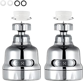 Faucet Sprayer Attachment, 360 Degree Rotating Faucet Aerator Accessories, 3 Mode Adjustable Kitchen Sink Tap Head Water Saving Extend Nozzle Chrome Plated,(Pack of 2)