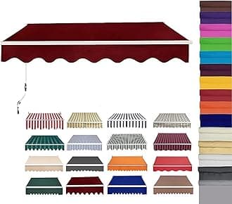 Retractable Patio Awning Replacement Fabric (Without Frame) Waterproof Shade Sun Shade Awning Cover Outdoor Patio Canopy Sunsetter Deck Awnings Polyester(F,(16x5ft) 5x1.5m)