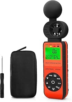 Heat Stress Meter Anemometer,Outdoor Wet Bulb Globe Thermometer WBGT for Wind Speed/Humidity/WBGT Alarm and Temperature (℃/℉) for Humidity Tester, Boat Sailing-AP-881W