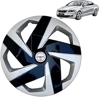 PRIGAN Wheel Cover for Octavia Silver Black Wheel Cover 16" for Octavia (Set of 4 Pcs) (Press Fitting) Model Name- Magnite DC 16