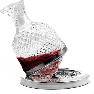 AUTOYSUR Wine Decanter Vintage Style Spinning/Swirling Wine Carafes None-Base Lead-Free Crystal-Clear Glass Red Wine Decanter Juice Container Wine Decanters and Carafes (Decanter)