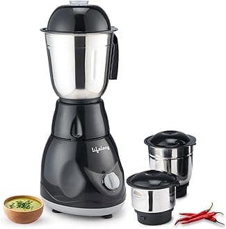 Lifelong LLMG23 Power Pro 500-Watt Mixer Grinder with 3 Jars (Liquidizing, Wet Grinding and Chutney Jar), Stainless Steel blades, 1 Year Warranty (Black)