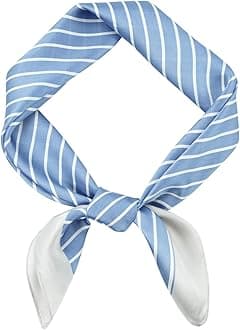 GERINLYStripe Neckerchief for Men, Minimalism Square Scarf with Lines Pattern, Classic Bandana Silk Feel