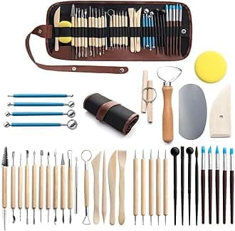 Clay Tools 40PCS Pottery Tools Clay Sculpting Tools Polymer Clay Tools Kit Ceramic Tools for DIY Handcraft Modeling Clay Carving Tools Set