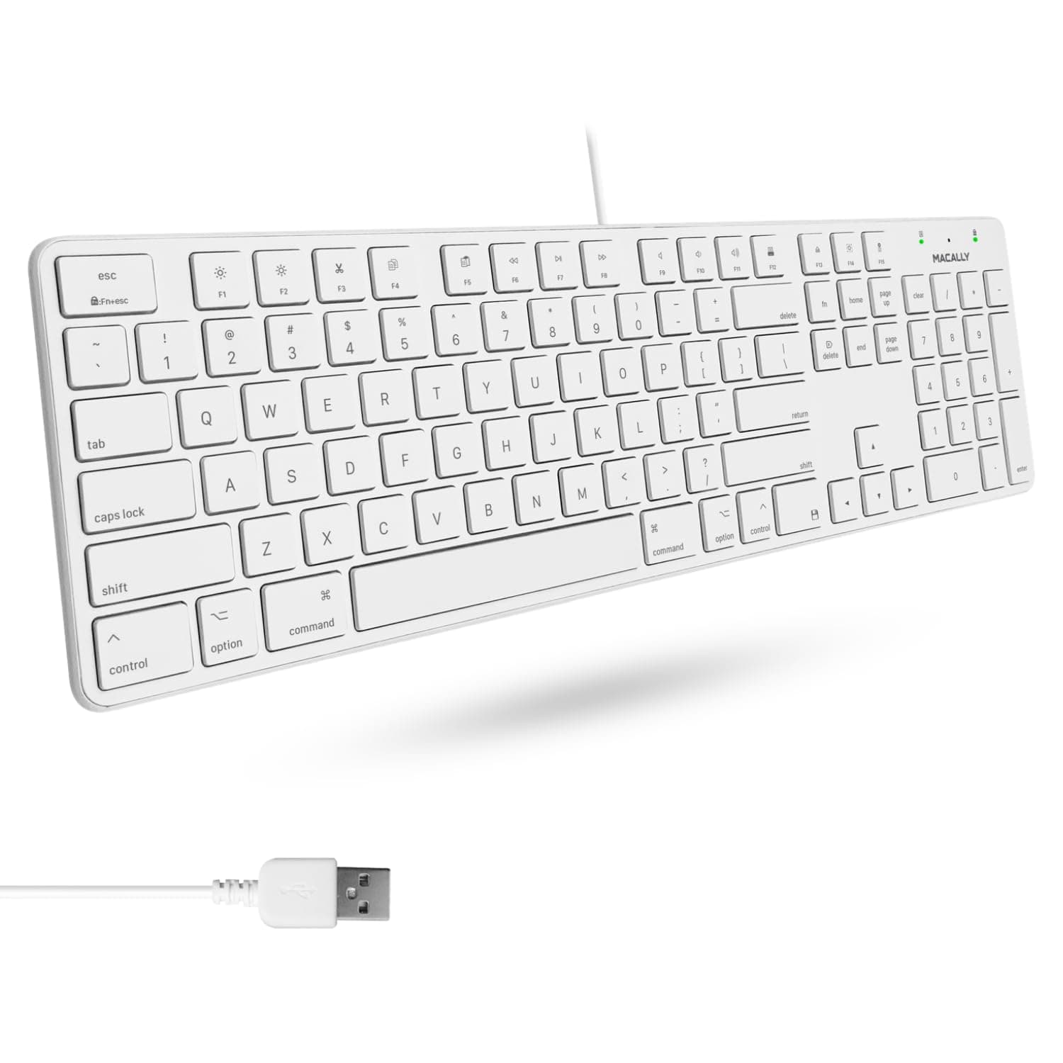 Slim USB Wired Keyboard for Mac and Windows PC - Full Size 104 Key Layout & 16 Shortcut Keys - Scissor Keycaps for Smooth Typing - Mac Wired Keyboard with Numeric Keypad