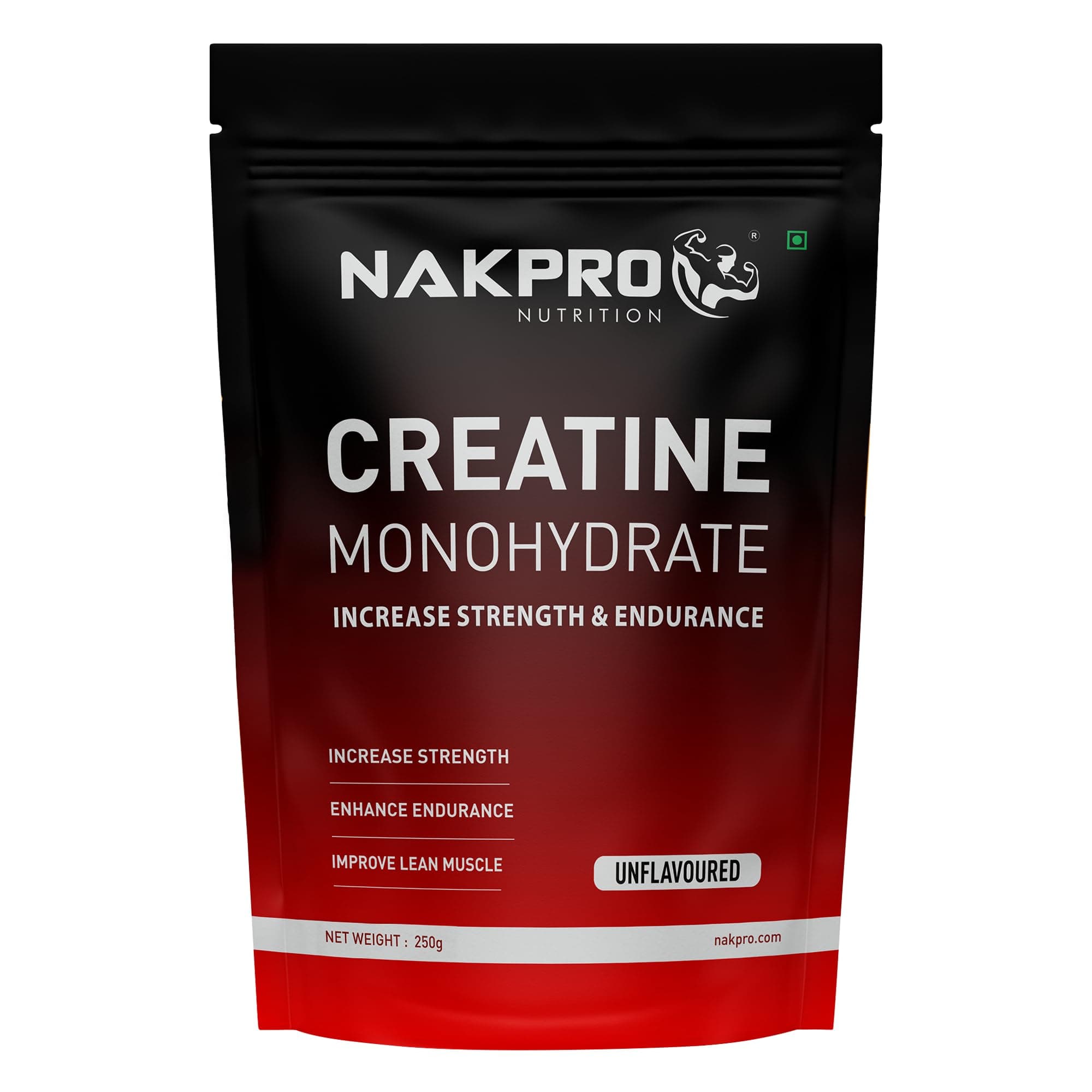 NAKPRO MICRONIZED CREATINE MONOHYDRATE | Highest Grade, Fast Dissolving & Rapidly Absorbing Creatine helps Muscle Endurance & Recovery (Unflavoured, 250 g)
