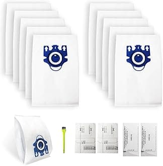 10 Packs 3D Dust Bags Replacement for Miele GN Vacuum Bags Fit for Miele Classic C1 Complete C1 C2 C3 S227 S240 S270 S400 S2 S5 S8 Series Canister Vacuum Cleaner with 2 MP Filters, 2 AC Filters