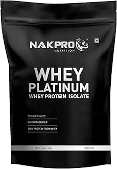 NAKPRO Platinum Whey Protein Isolate 500g Double Rich Chocolate | 28g Protein, 6.4g BCAA | Trustified Certified 100% Authentic Supplement Powder & No Adulteration | Low Carbs, Fast Absorbing Whey Protein Powder