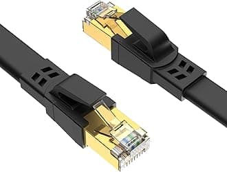 Ercielook CAT8 Ethernet Cable 3m - High Speed Shielded Flat Internet Cable, Weatherproof S/FTP UV Resistant for Router/Gaming/Modem - Black