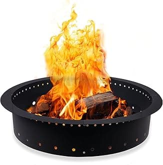 Iron Forge Tools Heavy Duty Metal Smokeless Permanent Fire Pit Ring 24 inch Outer/18 inch Round Fire Pit Insert Liner for Outdoor, Firepits for Outside, Fire Pit Ring (24x18x10 Inch), Patent Pending