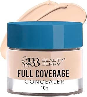 Beauty Berry Full Coverage Concealer - Medium Beige, 10g | Easy to Blend, Ultra Lightweight & Long Lasting Concealer | Creamy Texture, Highly Pigmented, Waterproof Concealer for Face Makeup