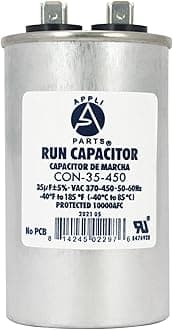 Appli Parts Condensador Capacitor de Marcha 35 Mfd uF (microfaradios) 370VAC o 450VAC CBB65 Universal Aire acondicionado y otras aplicaciones Redondo UL E476928 9.3cm Alto 4.7cm Ancho