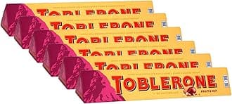 Toblerone Fruit & Nut with Raisins, Honey & Almond Chocolate Bar Pack of 6, X 100 Gram