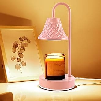 Electric Candle Warmer Lamp with Timer: Dimmable Candles Light with 2 Bulbs for Home Decor - Scented Wax Melt Warmers (Pink)