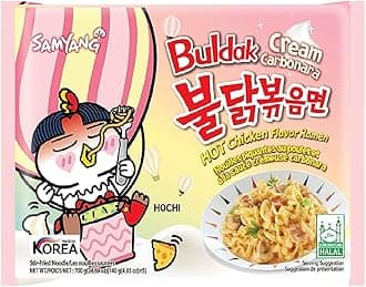 Buldak Cream Carbonara Preservative Free Hot Chiken Flavor Ramen Stir-Fired Noodle 140Gm*1Pack(Pack of 1)(Imported)
