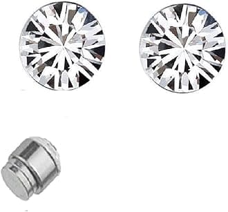 Jewellery Pair of Silver Stainless Steel V Small Magnetic Non-Piercing Stud Earrings For Men & Boys (EFQ7)