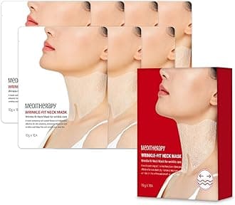 Wrinkle fit Korean Mesh Sheet Masks for Neck (7EA), Collagen Mesh Sheet Mask for Neck Care, Hyaluronic acid Neck Mask, Korean Skincare