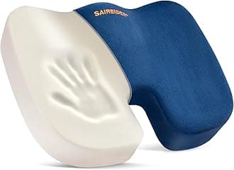 SAIREIDER Comfort Office Chair Seat Cushion, Memory Foam Coccyx Cushion Pads for Tailbone Pain, Sciatica Relief Pillow, Car Seat Cushions, Correct Sitting Posture (Navy Blue)