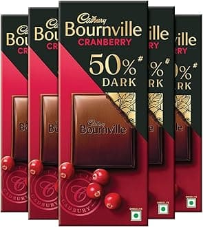 Cadbury Bournville Cranberry 50% Dark Chocolate Bar, 78 gram (Pack of 5)