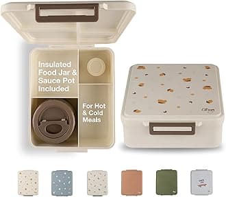 Citron Kids Lunch Box with Compartments 1900ml with Insulated Food Jar & Saucer – Premium Strong & Safe Materials BPA & Melamine-Free – Leak-Proof Snack Box with Compartments, Bento Lunchbox for Kids