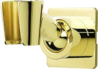 Shower Head Holder Handheld Shower Wand Holder Adjustable Shower Head Bracket Shower Wall Mount Holder, Polished Brass/Gold Finish, Drill Free Glue Installation