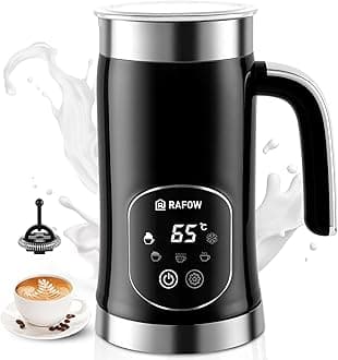 5-in-1 Milk Frother and Steamer - Upgraded Automatic Milk Steamer 11.8oz Hot & Cold Foam Maker and Milk Warmer with LED Display Touch Screen & Two Whisks for Latte,Cappuccinos,Silent Working-110V