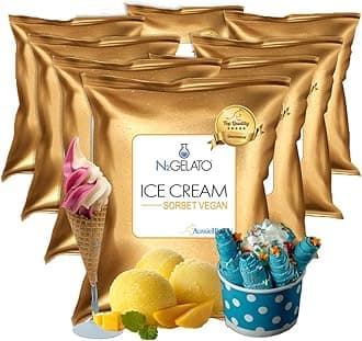 AussieBlends Sorbet Mix, Vegan Dairy Free Soft Serve Mix for Sorbet Maker | Soft Serve, Rolled Ice Cream, Gelato, Liquid Nitrogen, and Scooped Base | 8-Pack, Imported