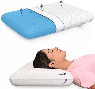 MY ARMOR Ventilated Cool Gel Memory Foam Pillow, Orthopedic Pillows for Neck Pain Relief, Standard Size - 22x15x4 Inches with Checks Pattern Pillow Cover - 350 GSM - Set of 1