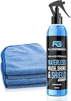 Grand Finale Waterless Car Wash, Shine, and Shield - Hydophobic Nanotechnology Helps Repel Water - Lab Tested Paint Polish, Wax, and Sealer - Streak and Smear Free | 12 Minute Application
