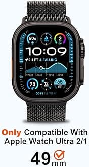 Metal Cases Compatible with Apple Watch Ultra 2/Ultra 49mm Case, 2 in 1 Stainless Steel Protective Cover Rugged Bumper with Back Frame for iWatch Ultra 49mm, Black