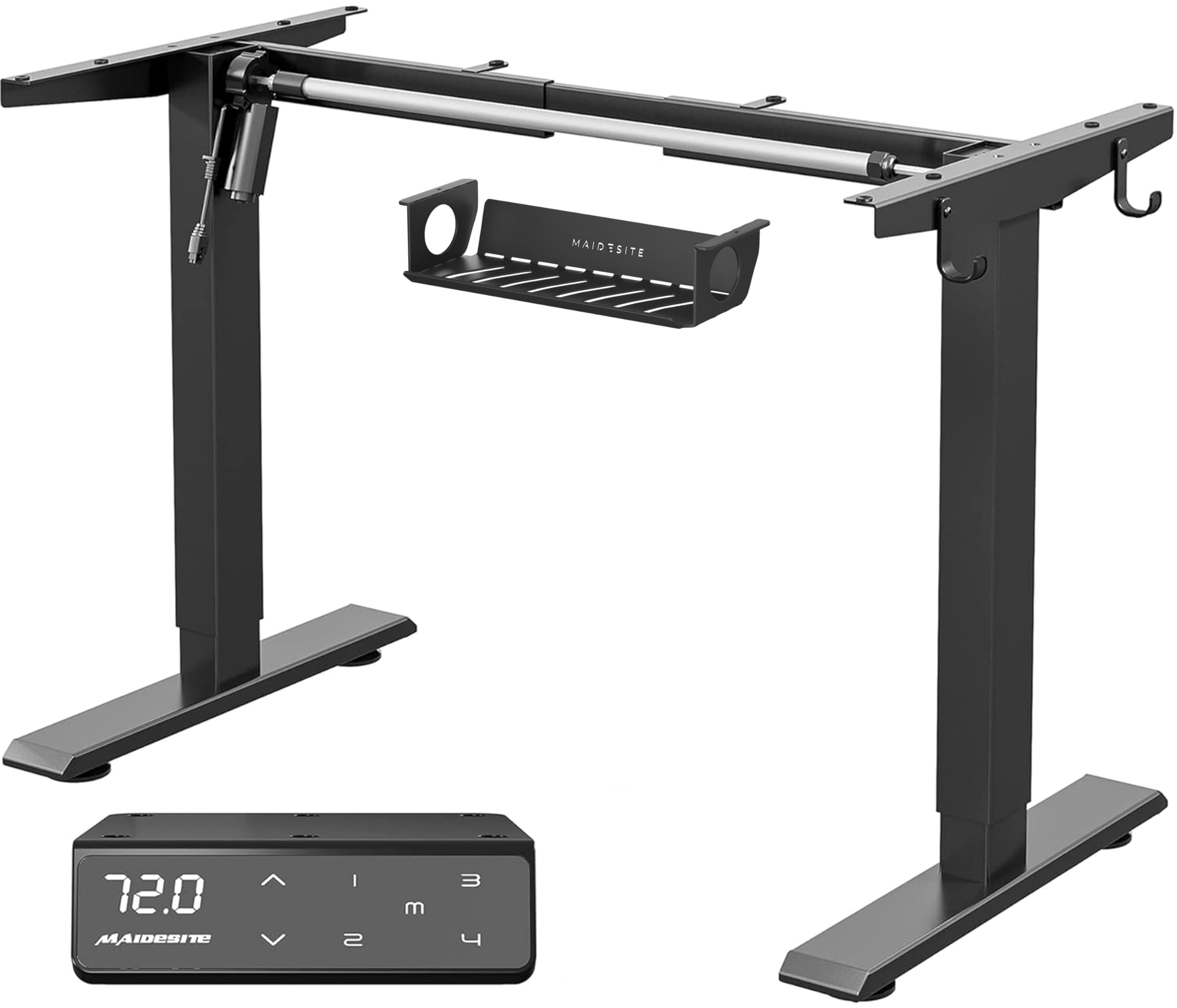 MAIDeSITe Height Adjustable Electric Standing Desk Frame Two-Stage with Heavy Duty Steel Stand up Desk Computer Desk with Automatic Memory Smart Pannel (Black)