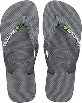 Havaianas Women's Brazil Logo Flip flops - Spring and Summer Sandals for Women - Steel Grey, 7/8