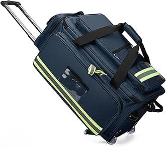 Rolling Medical Bag with Detachable Trolley, Emergency Medical Backpack,Large Capacity Responder Trauma Bag with Compartments(Blue)
