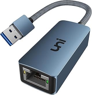 uni USB Ethernet 3.0 LAN Adapter, Blue, RJ45 USB Adapter, 1000 Mbps, Aluminium and Nylon, Network Adapter for MacBook, Mi Box, Surface, PC, Laptop with macOS, Win 11/10/8.1/8, Linux