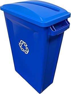 87 Litre Slim Bin Recycling Container, Space Saving Design, Rectangular for Home, Office, Kitchen – Commercial Product Vented Slim Waste Receptacle Bin (1, Blue & Blue Paper Slot)