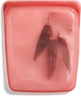 Stasher Platinum Silicone Food Grade Reusable Storage Bag, Red (1/2 Gallon) | Reduce Single-Use Plastic | Cook, Store, Sous Vide, or Freeze | Leakproof, Dishwasher-Safe, Eco-friendly | 64 Oz