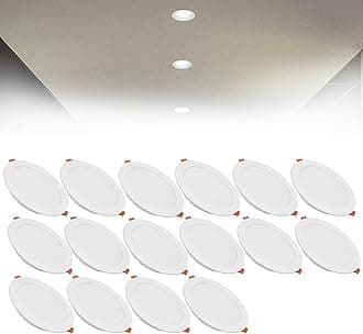 18W LED Recessed Ceiling Spotlights, 6000K Cold White Ultra Slim Panel Light, Cut Φ150-160mm, AC110-240V Round Downlights for Living Room Office, 16 Pack