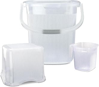 Nayasa Rimmy Plastic Bucket Set for Bathroom | 18 Liters Bucket & 1.5 Liters Mug | Bathroom Set of 3 | Bathroom Accessories Set | Bathroom Bucket Set | Bucket and Mug with Stool | Transparent